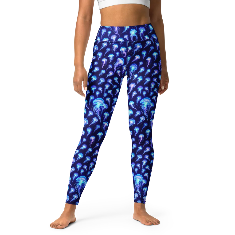 Electric Ocean on Yoga Leggings — Front