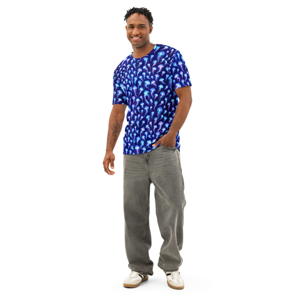 Electric Ocean on Men's Cotton Crew Neck T-Shirt — Front