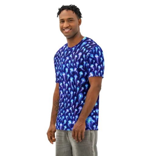 Electric Ocean on a Men's Cotton Crew Neck T-Shirt