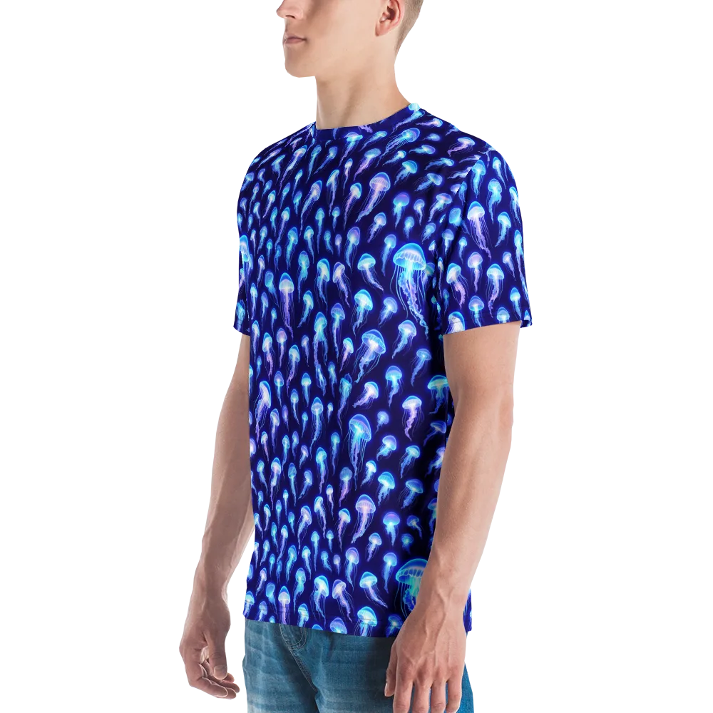 Electric Ocean on Men's Crew Neck T-Shirt — Left