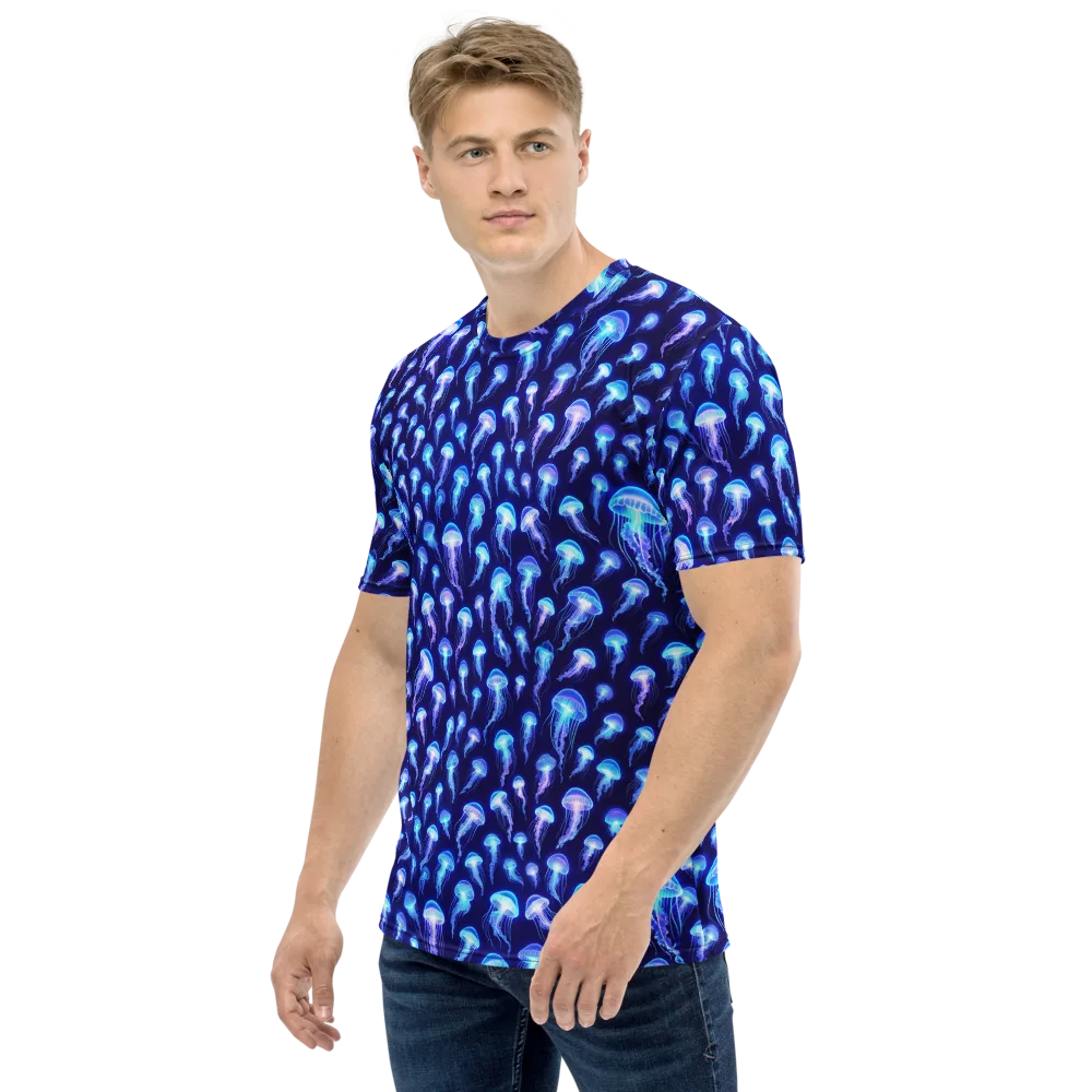 Electric Ocean on Men's Crew Neck T-Shirt — Left