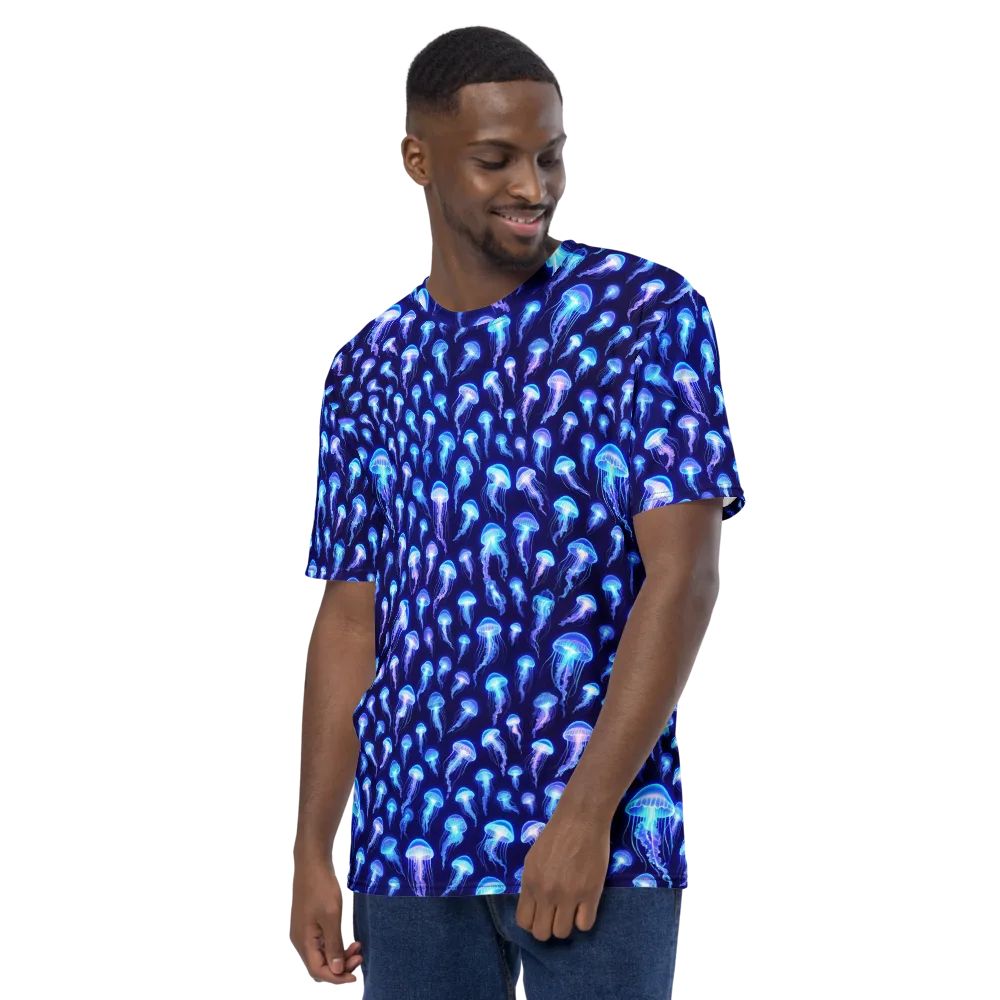 Electric Ocean on Men's Crew Neck T-Shirt — Left