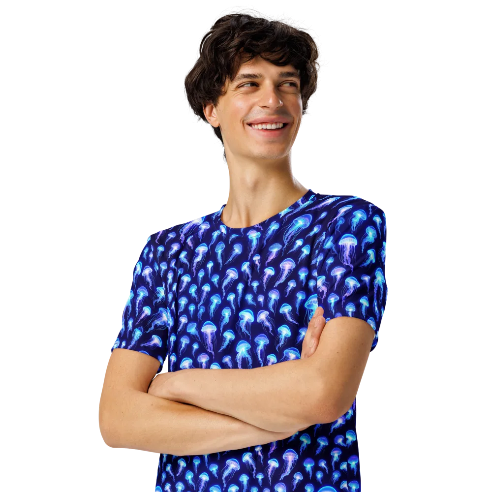 Electric Ocean on Men's Crew Neck T-Shirt — Left Front