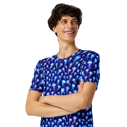 Electric Ocean on a Men's Crew Neck T-Shirt