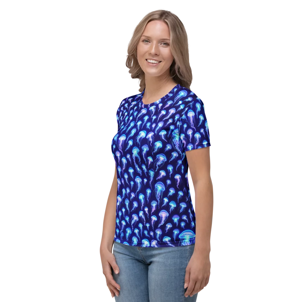 Electric Ocean on Women's Crew Neck T-Shirt — Left