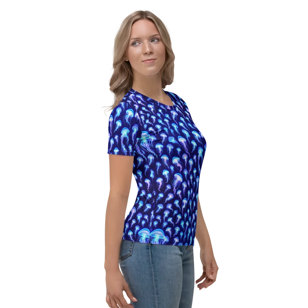 Electric Ocean on Women's Crew Neck T-Shirt — Right