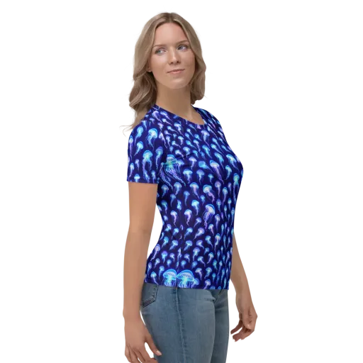 Electric Ocean on a Women's Crew Neck T-Shirt