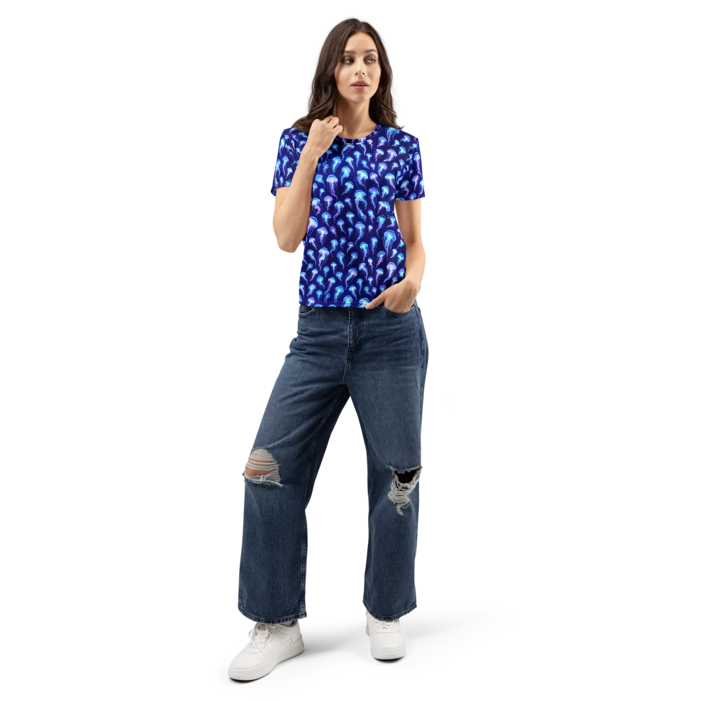 Electric Ocean on Women's Crew Neck T-Shirt — Front
