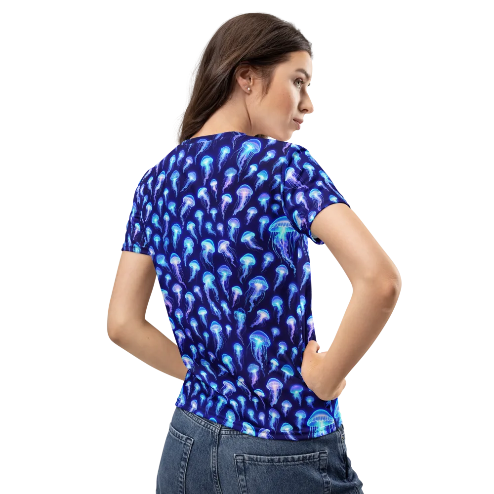 Electric Ocean on Women's Crew Neck T-Shirt — Back