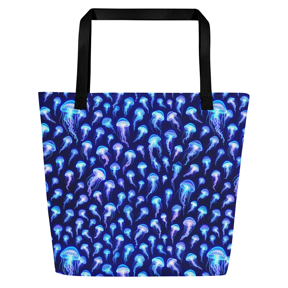 Electric Ocean on Large Tote Bag W/ Pocket — Front