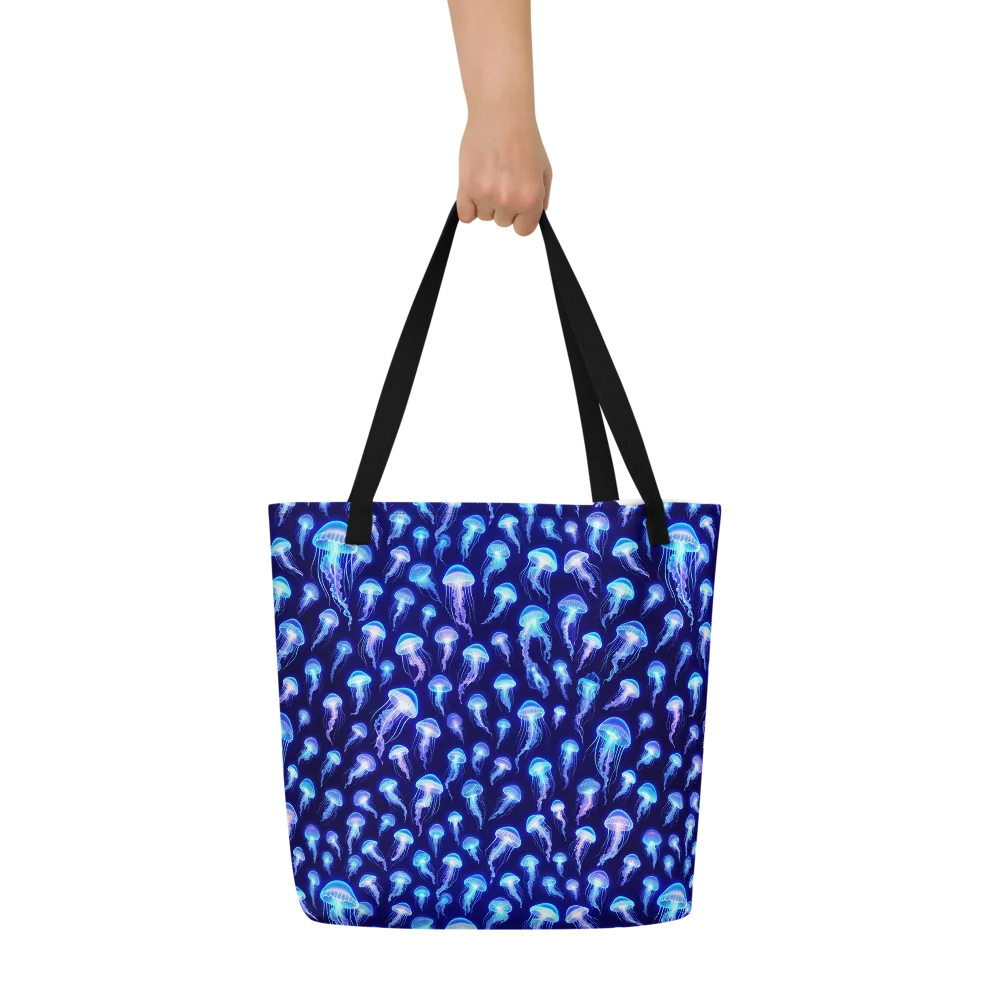 Electric Ocean on Large Tote Bag W/ Pocket — Front