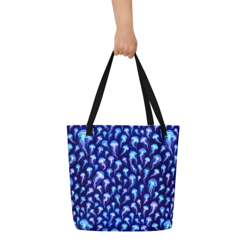 Electric Ocean on a Large Tote Bag W/ Pocket