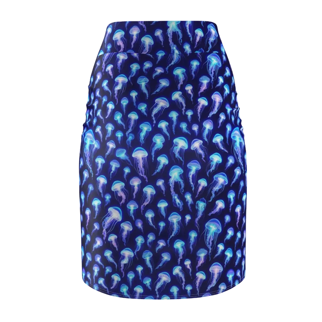 Electric Ocean on Pencil Skirt — Back