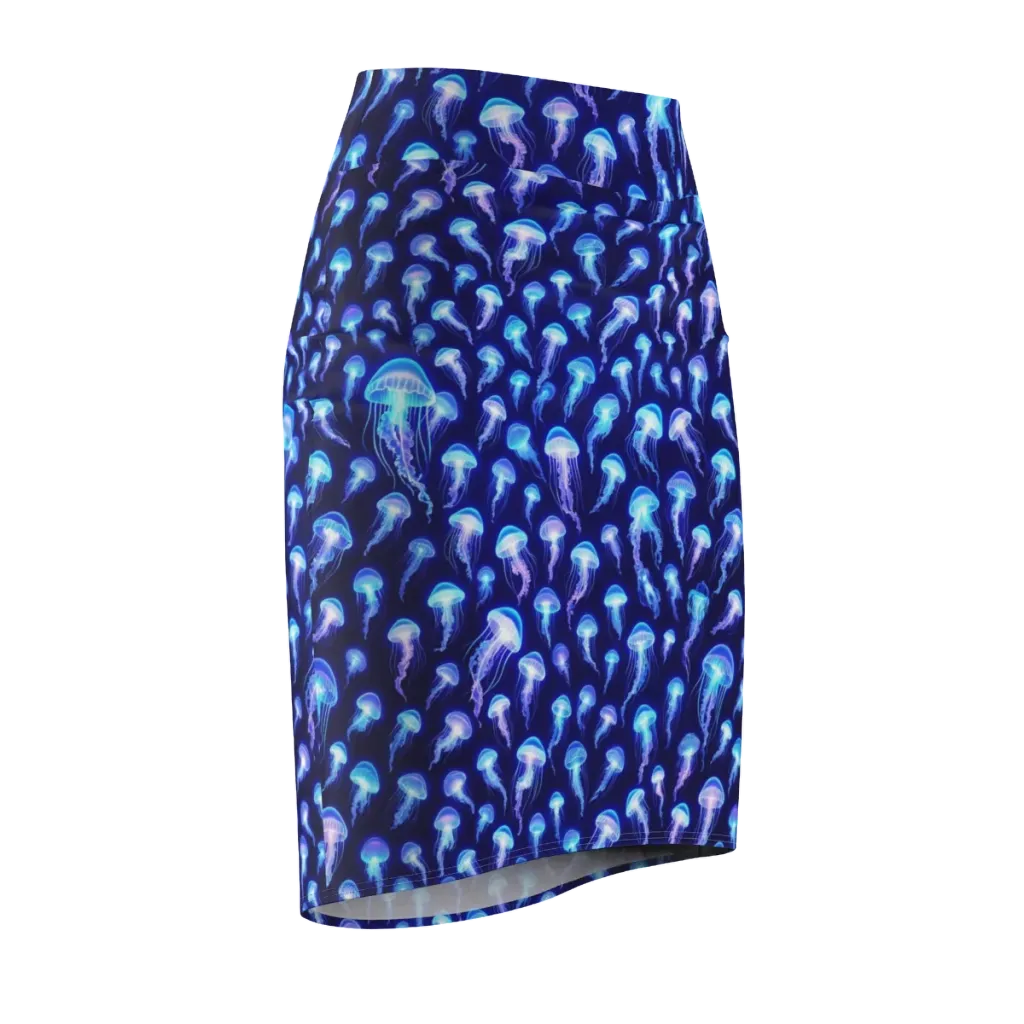 Electric Ocean on Pencil Skirt — Front Side