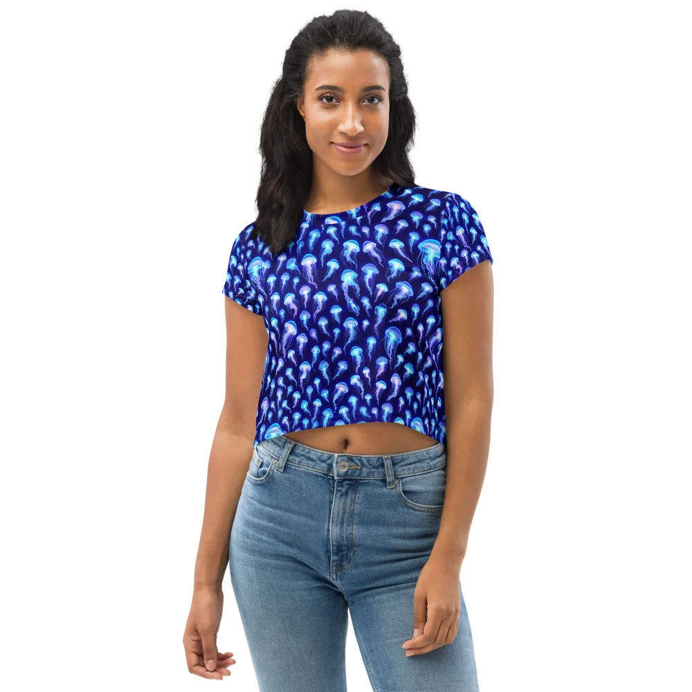Electric Ocean on Crop Tee — Front