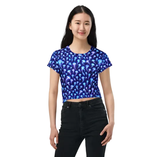 Electric Ocean on a Crop Tee