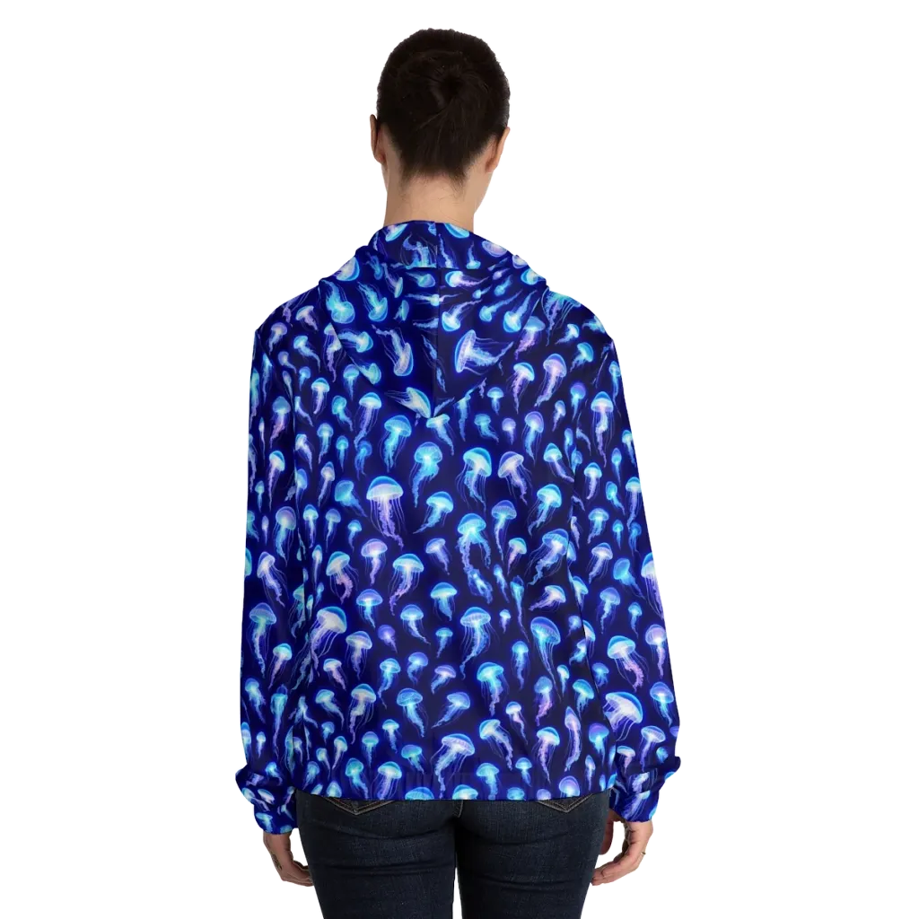 Electric Ocean on Women's Full-Zip Hoodie — Back On Person