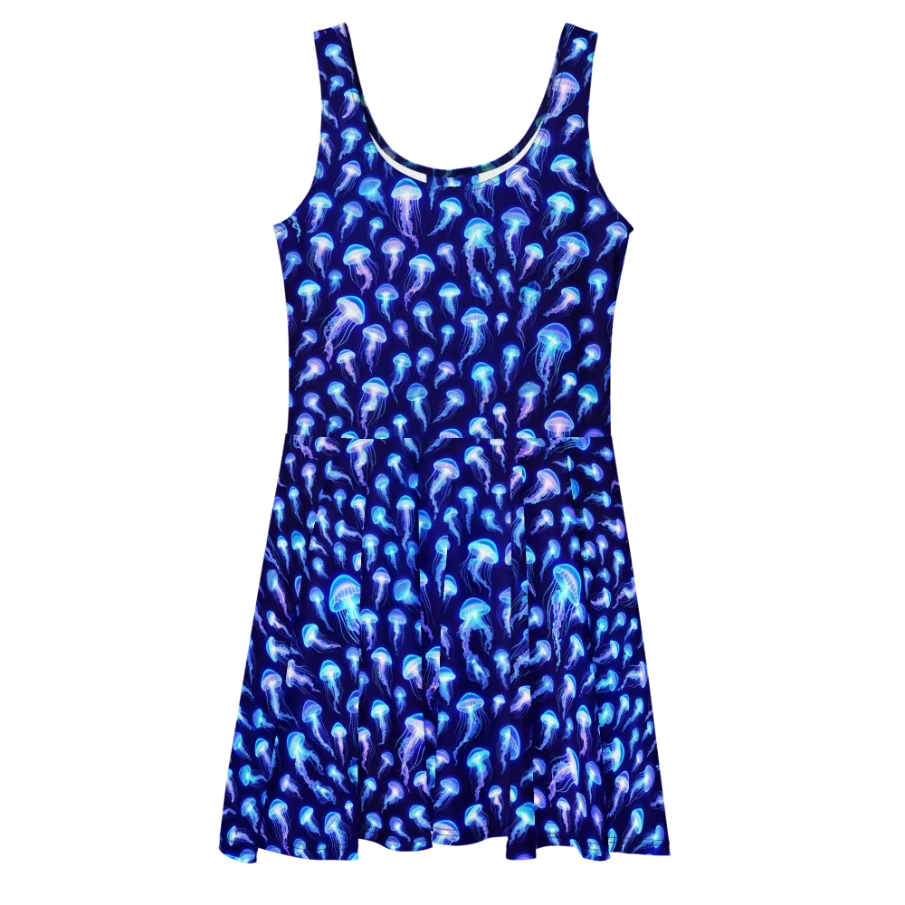 Electric Ocean on Skater Dress — Front