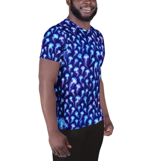 Electric Ocean on a Men's Athletic T-Shirt