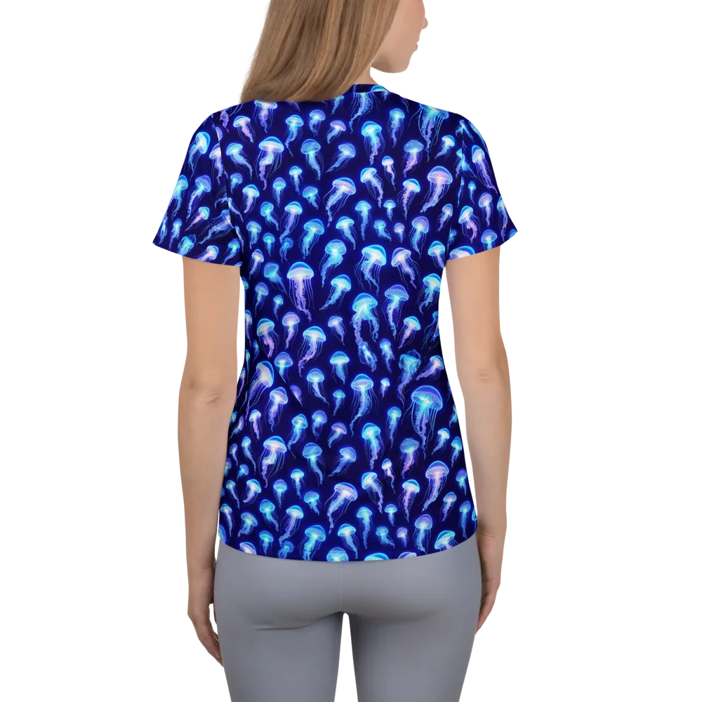 Electric Ocean on Women's Athletic T-Shirt — Back