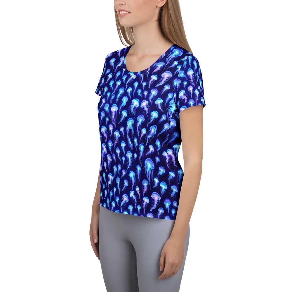 Electric Ocean on Women's Athletic T-Shirt — Left