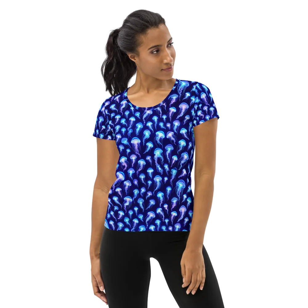 Electric Ocean on Women's Athletic T-Shirt — Front