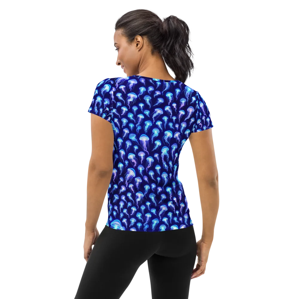 Electric Ocean on Women's Athletic T-Shirt — Back
