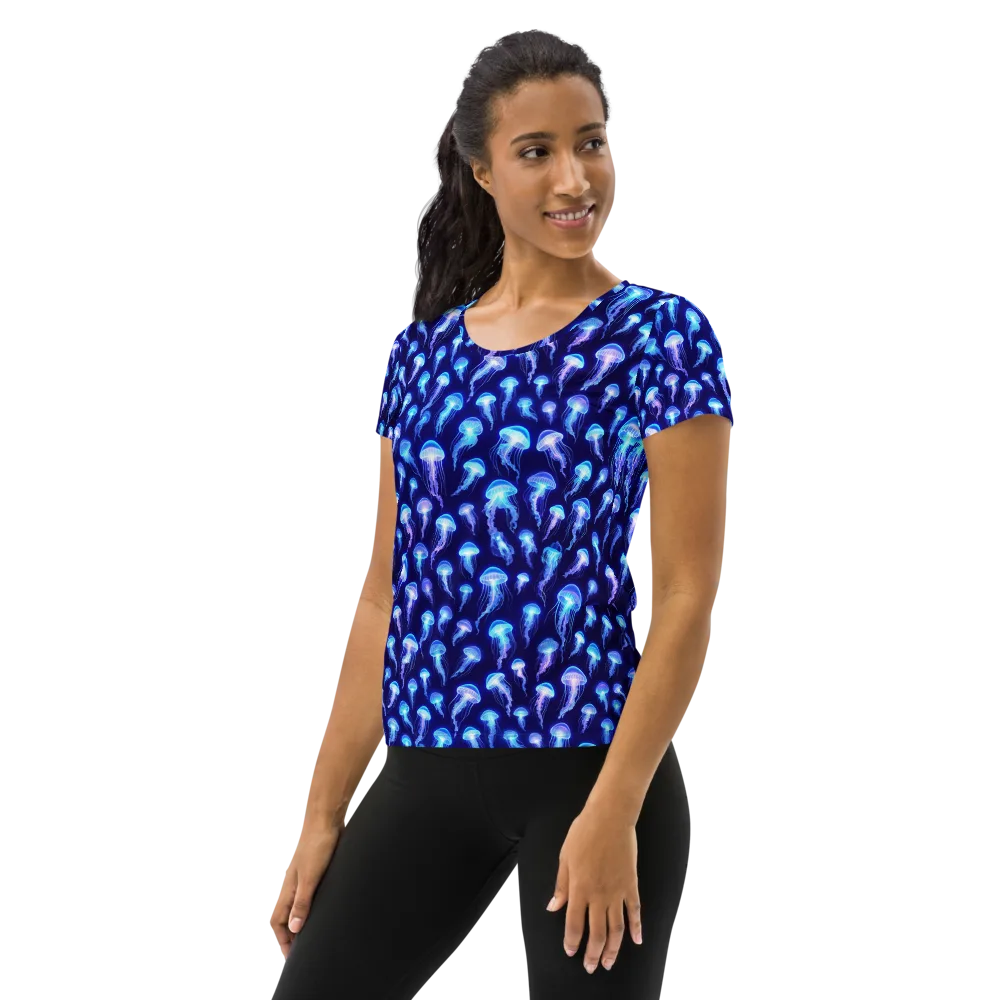 Electric Ocean on Women's Athletic T-Shirt — Left