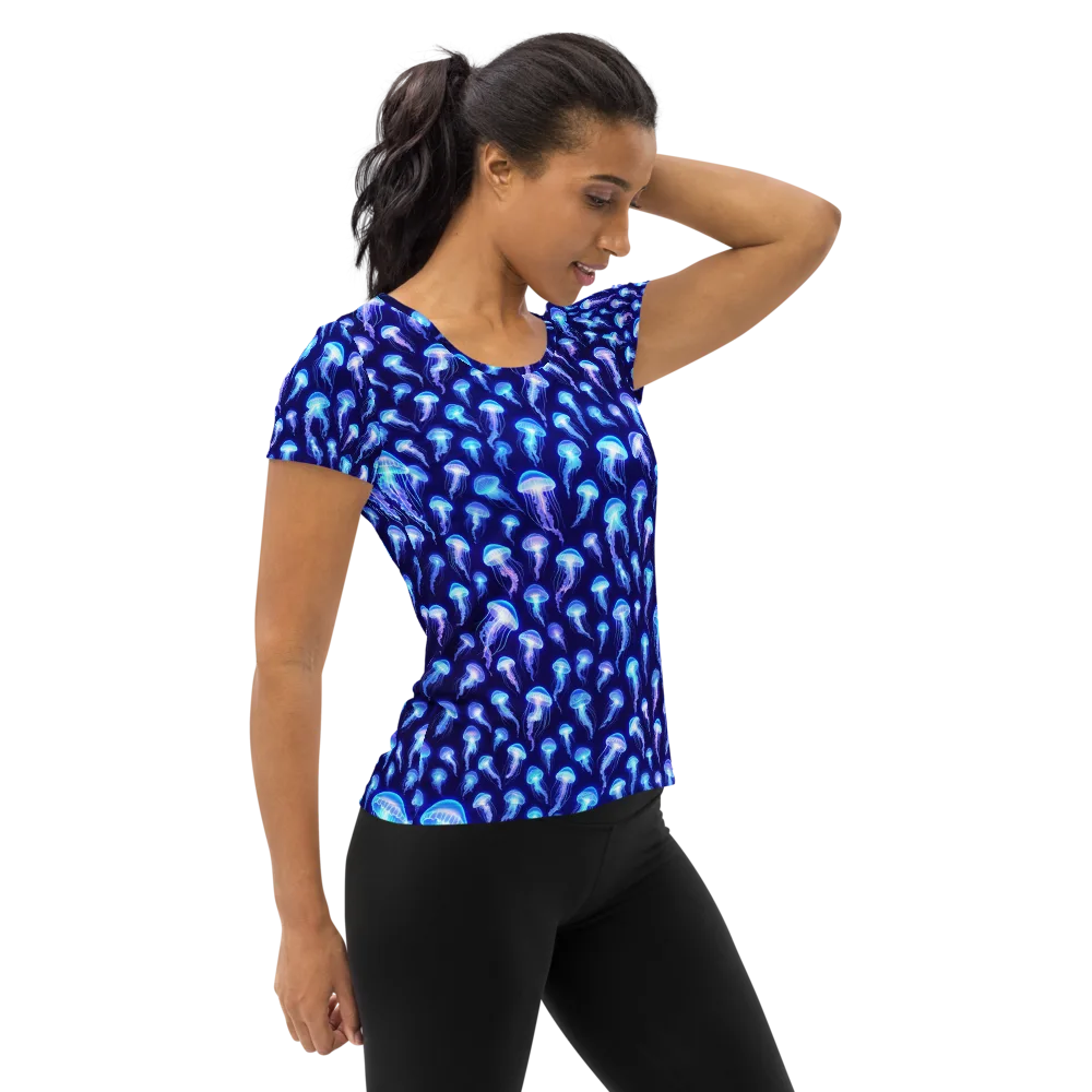 Electric Ocean on Women's Athletic T-Shirt — Right
