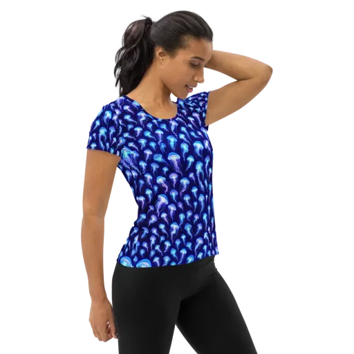 Electric Ocean on a Women's Athletic T-Shirt
