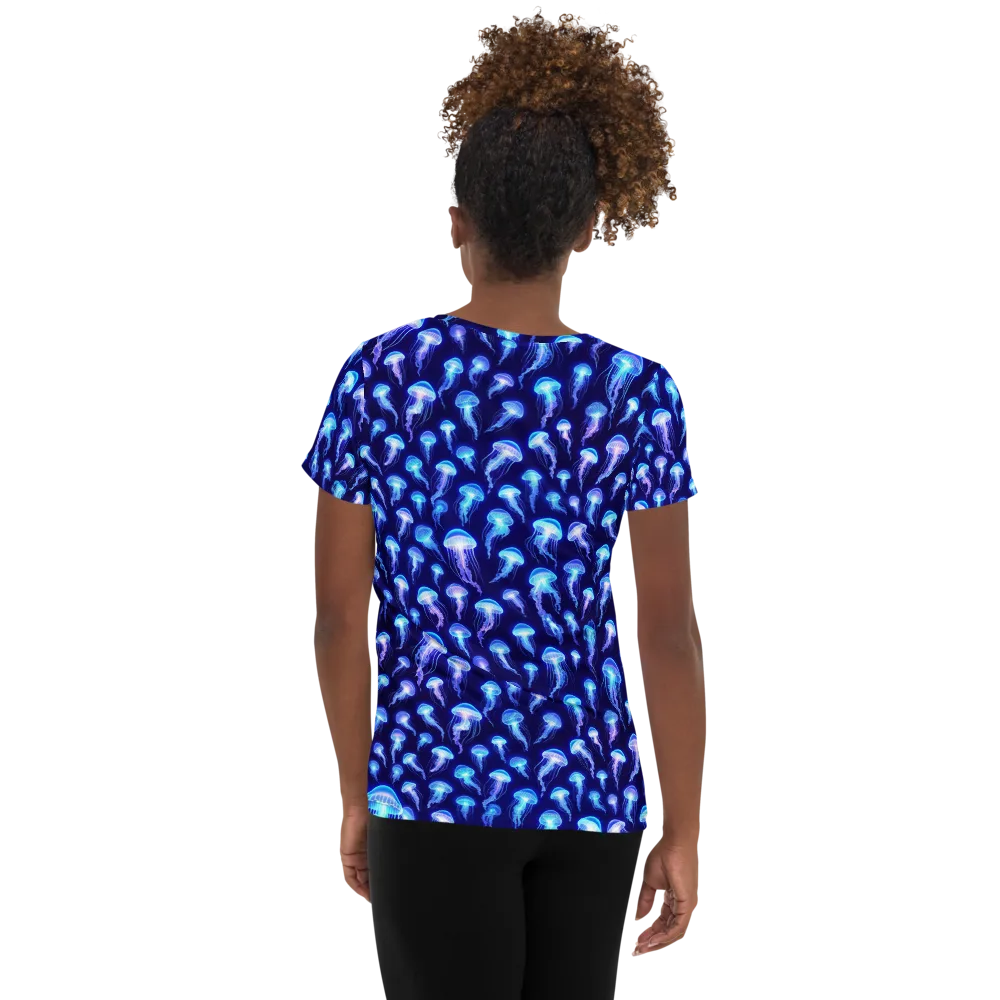 Electric Ocean on Women's Athletic T-Shirt — Back
