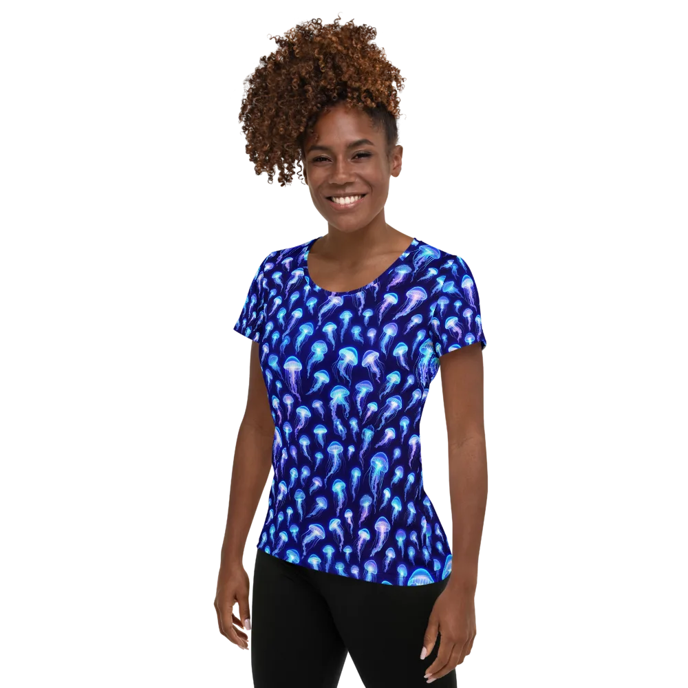 Electric Ocean on Women's Athletic T-Shirt — Left