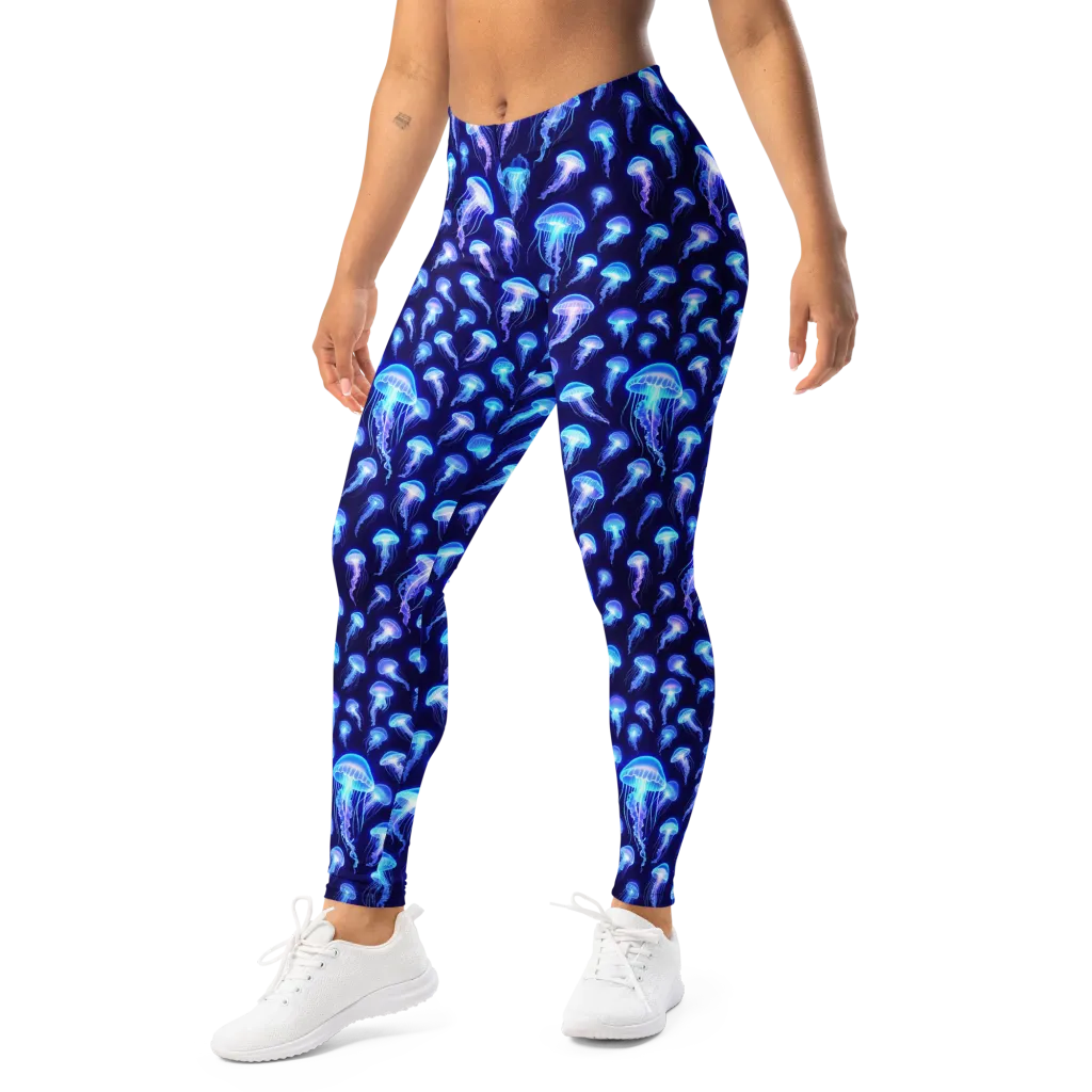Electric Ocean on Leggings — Left Front