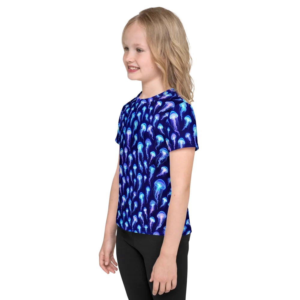 Electric Ocean on Kids Crew Neck T-Shirt — Left