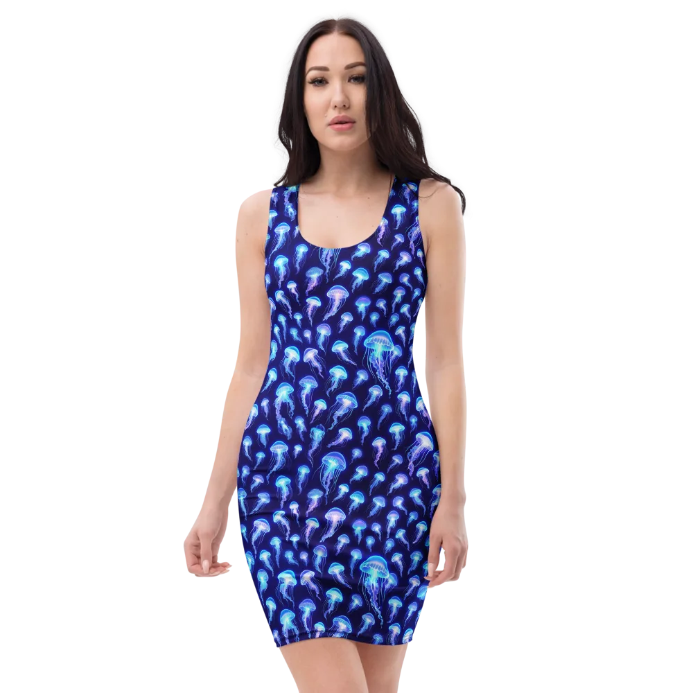 Electric Ocean on Bodycon Dress — Front