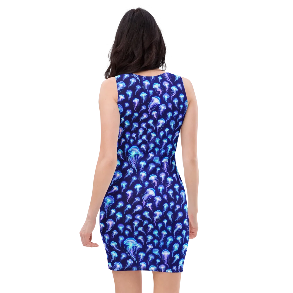 Electric Ocean on Bodycon Dress — Back