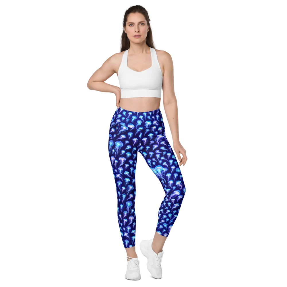 Electric Ocean on Leggings with Pockets — Front