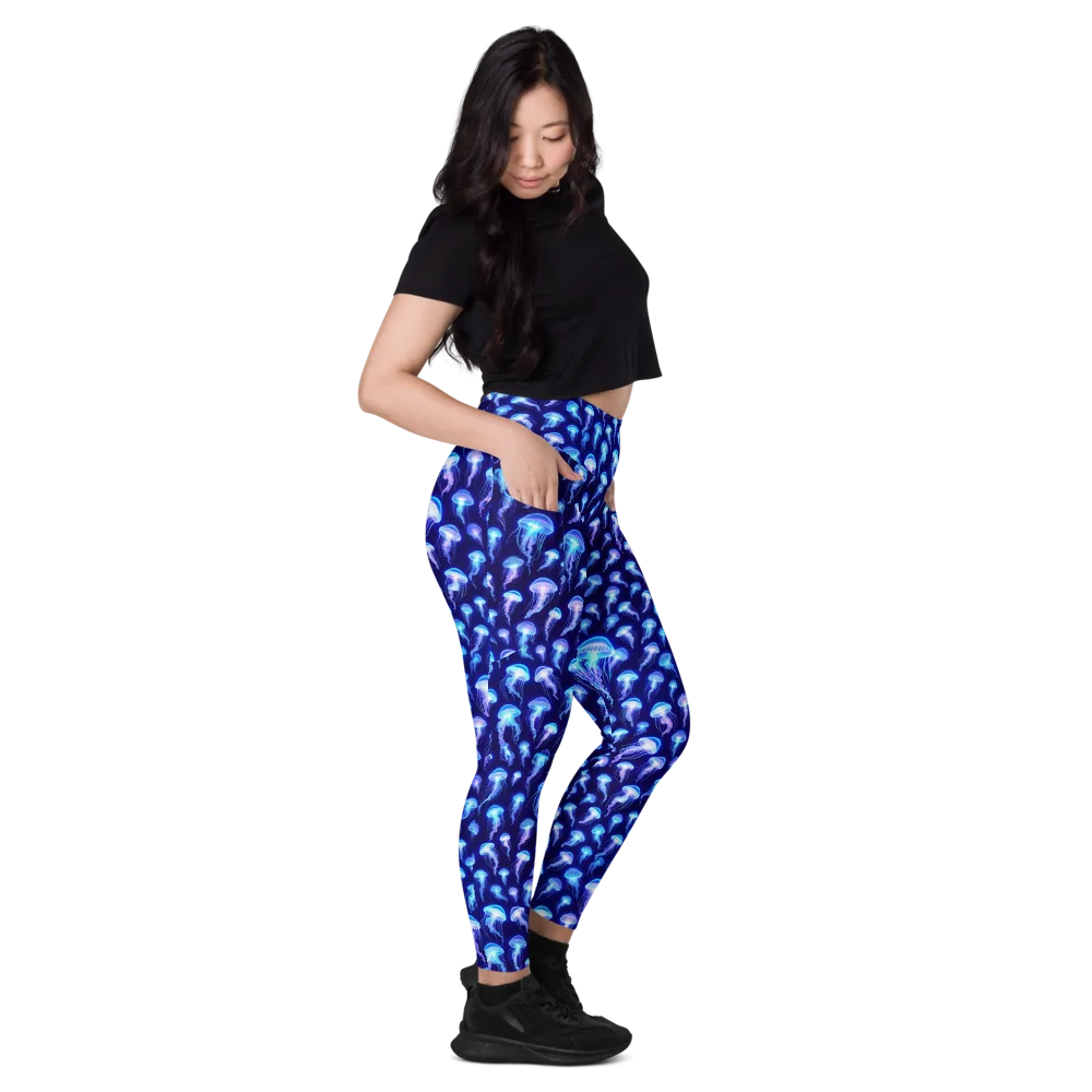 Electric Ocean on Leggings with Pockets — Right