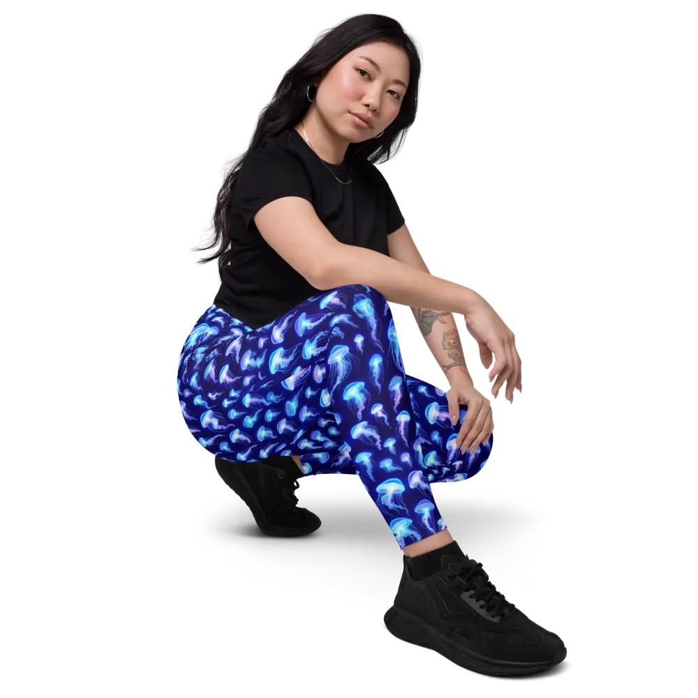 Electric Ocean on Leggings with Pockets — Right Front