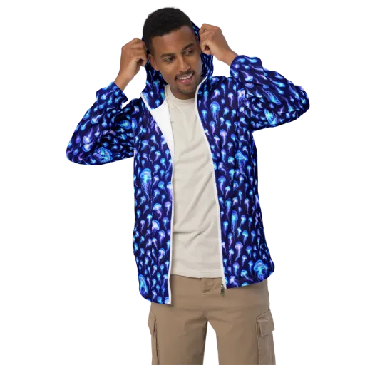 Electric Ocean on a Men's Windbreaker
