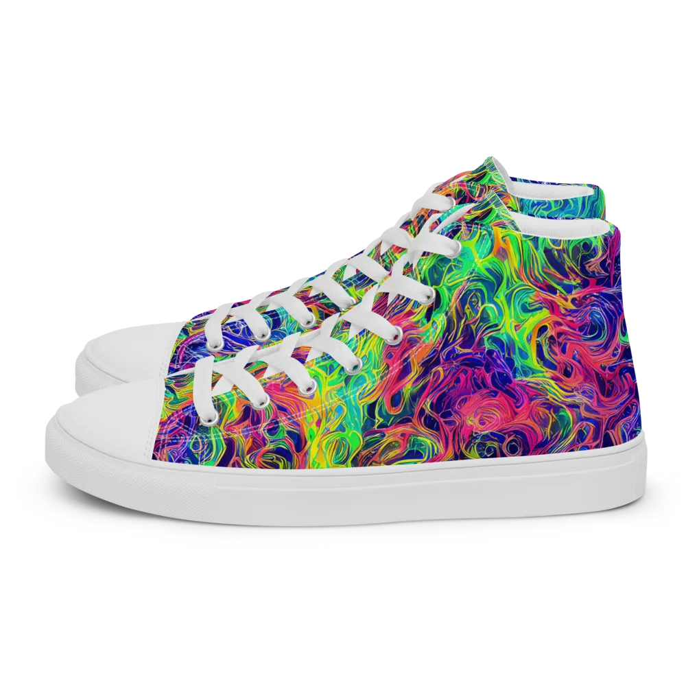 Radiant Whorl on Men's High Top Canvas Shoes — Left