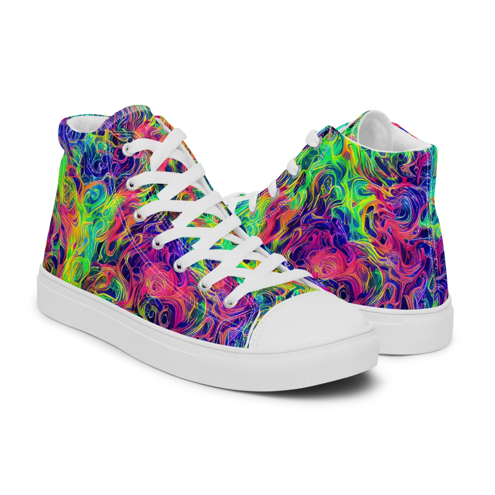 Radiant Whorl on Men's High Top Canvas Shoes — Right