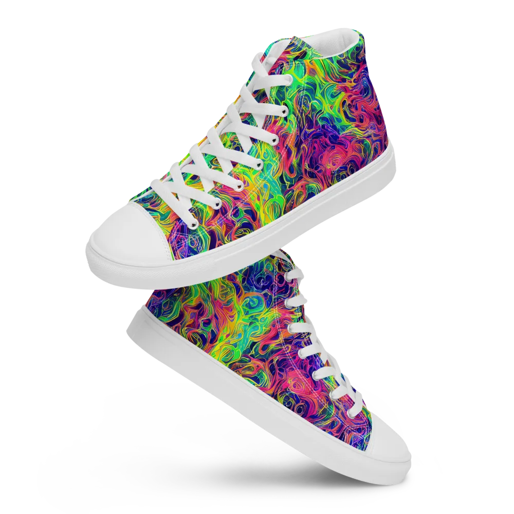Radiant Whorl on Men's High Top Canvas Shoes — Front