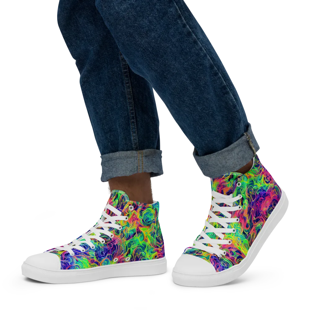 Radiant Whorl on Men's High Top Canvas Shoes — Left