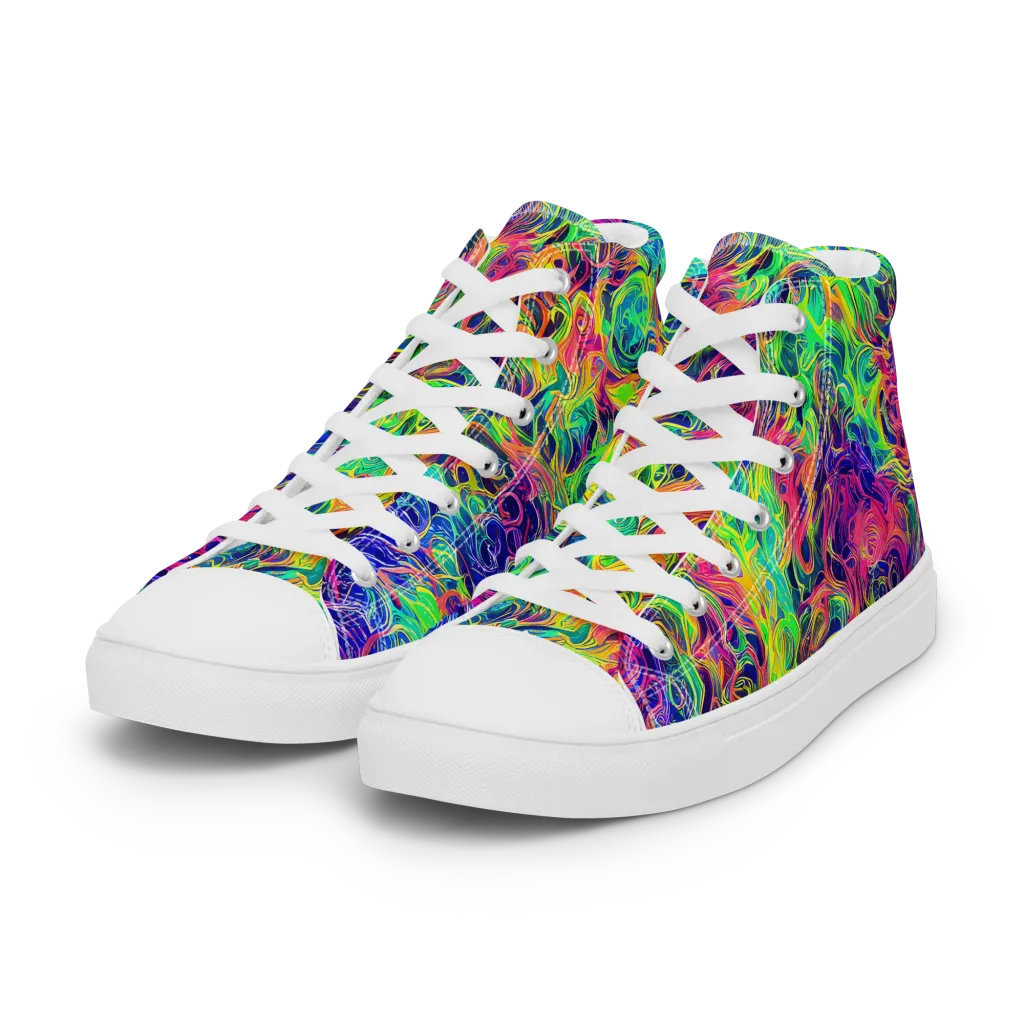 Radiant Whorl on Women's High Top Canvas Shoes — Left Front
