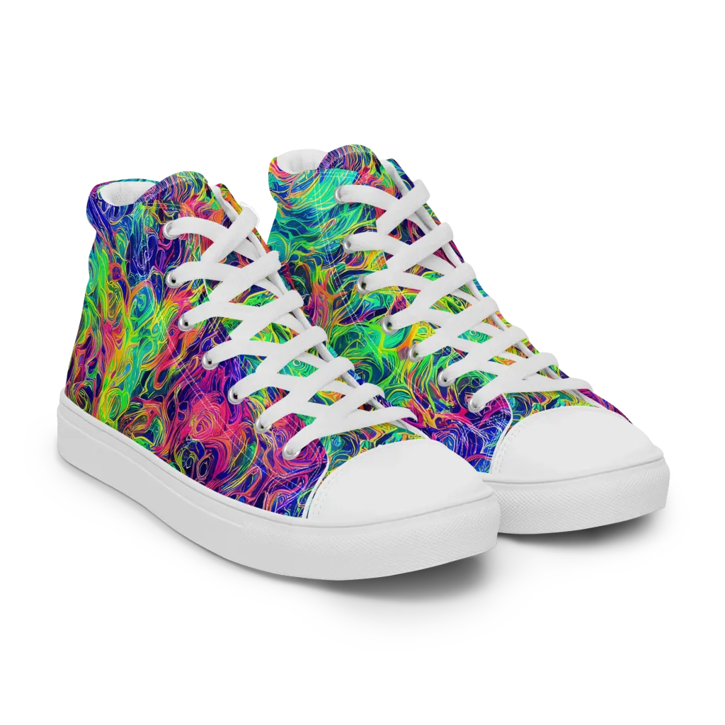 Radiant Whorl on Women's High Top Canvas Shoes — Right Front