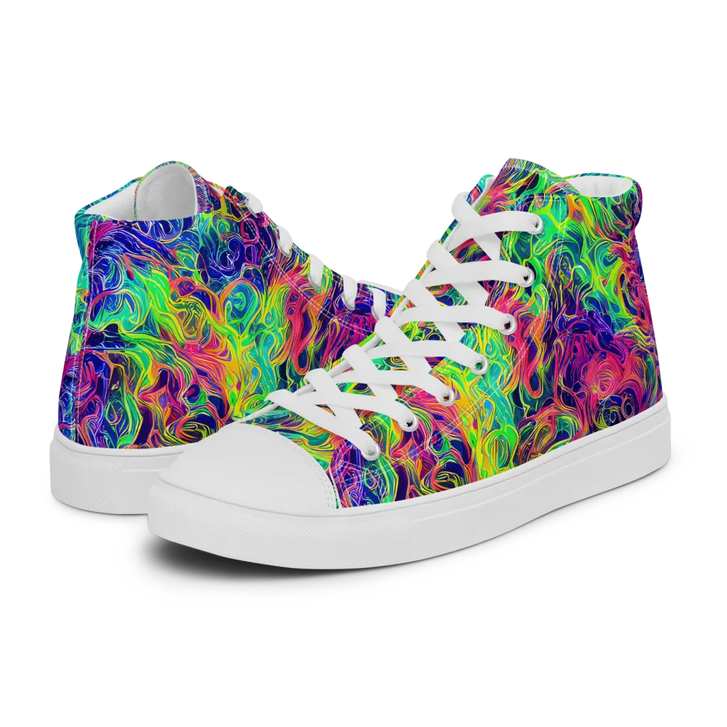 Radiant Whorl on Women's High Top Canvas Shoes — Left