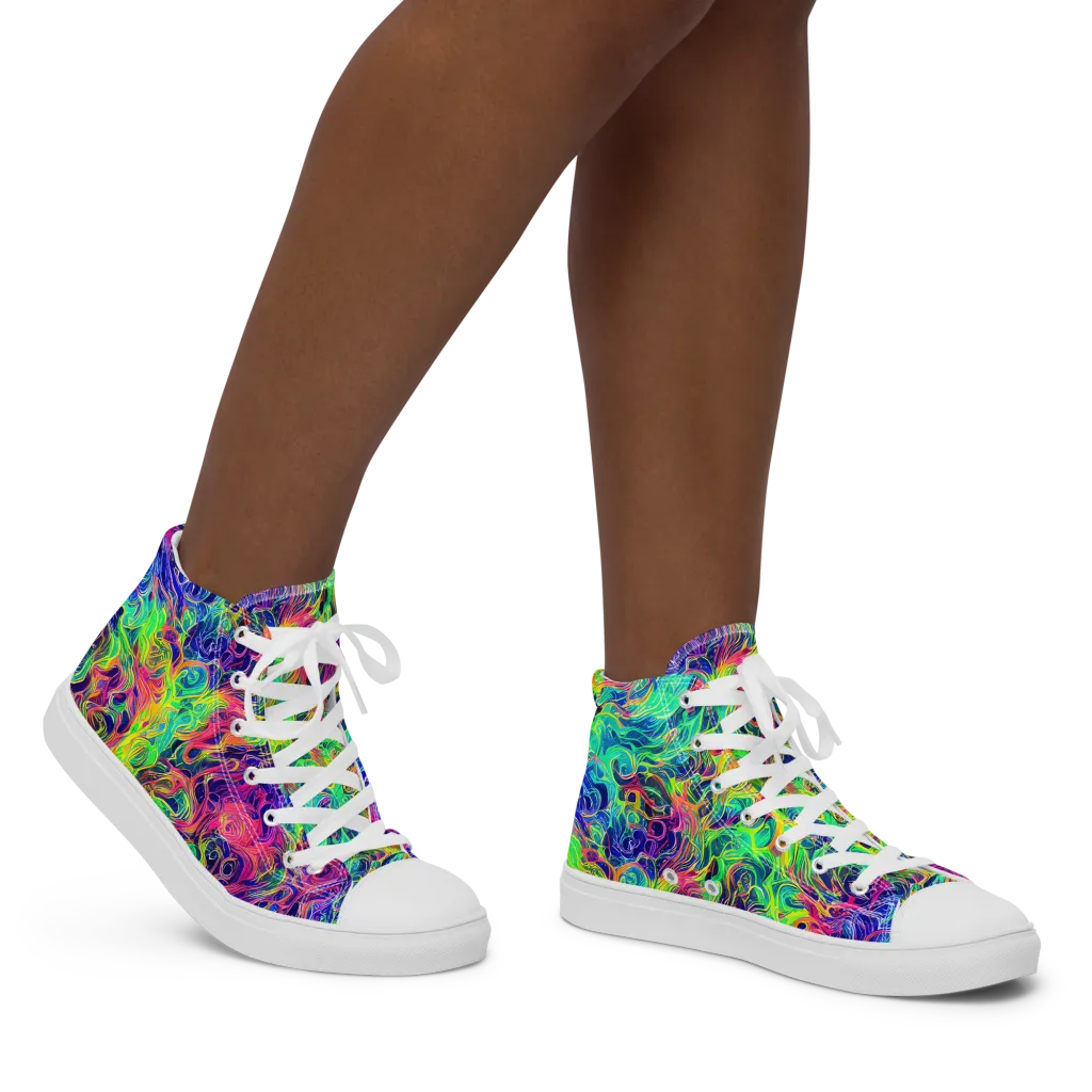 Radiant Whorl on Women's High Top Canvas Shoes — Right