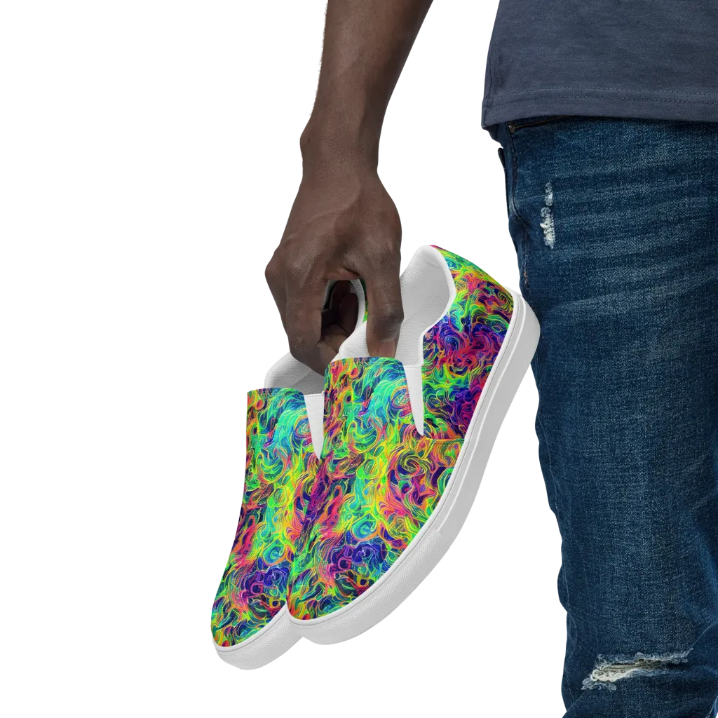 Radiant Whorl on Men's Slip-On Canvas Shoes — Left Front