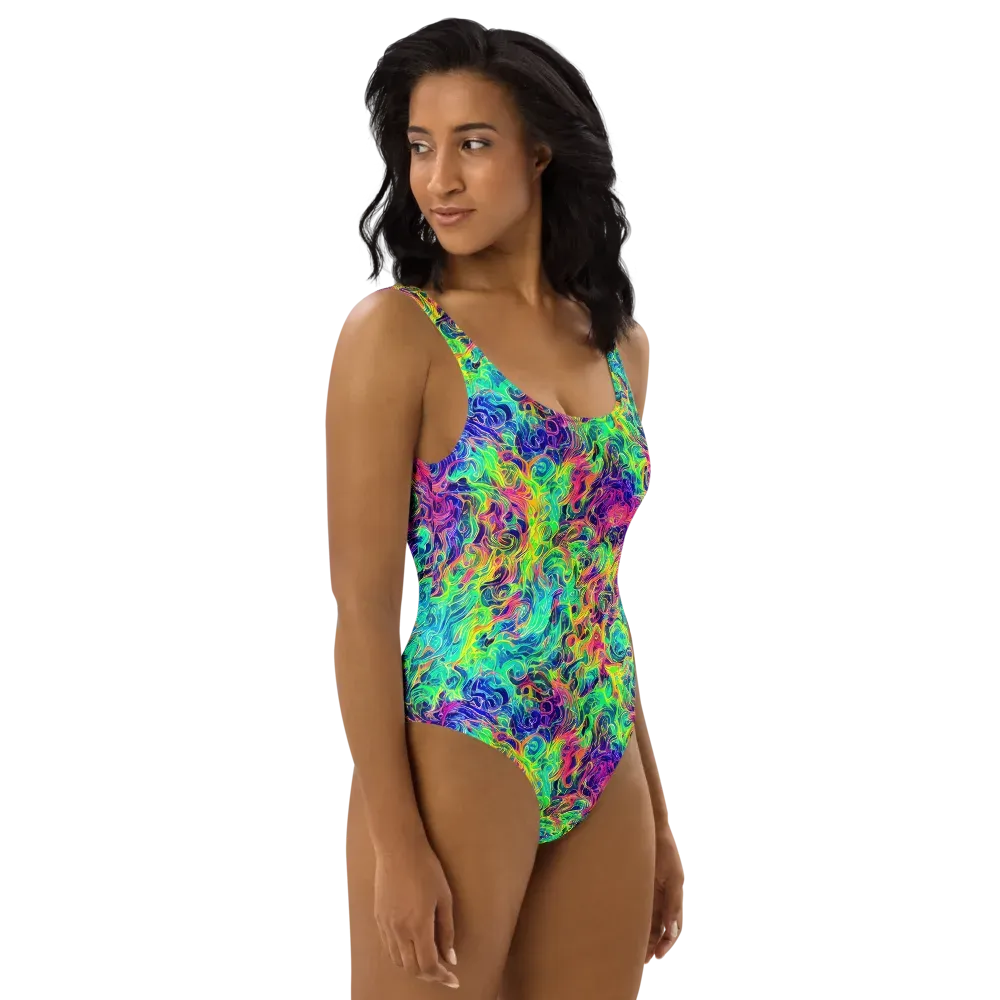 Radiant Whorl on One-Piece Swimsuit — Right